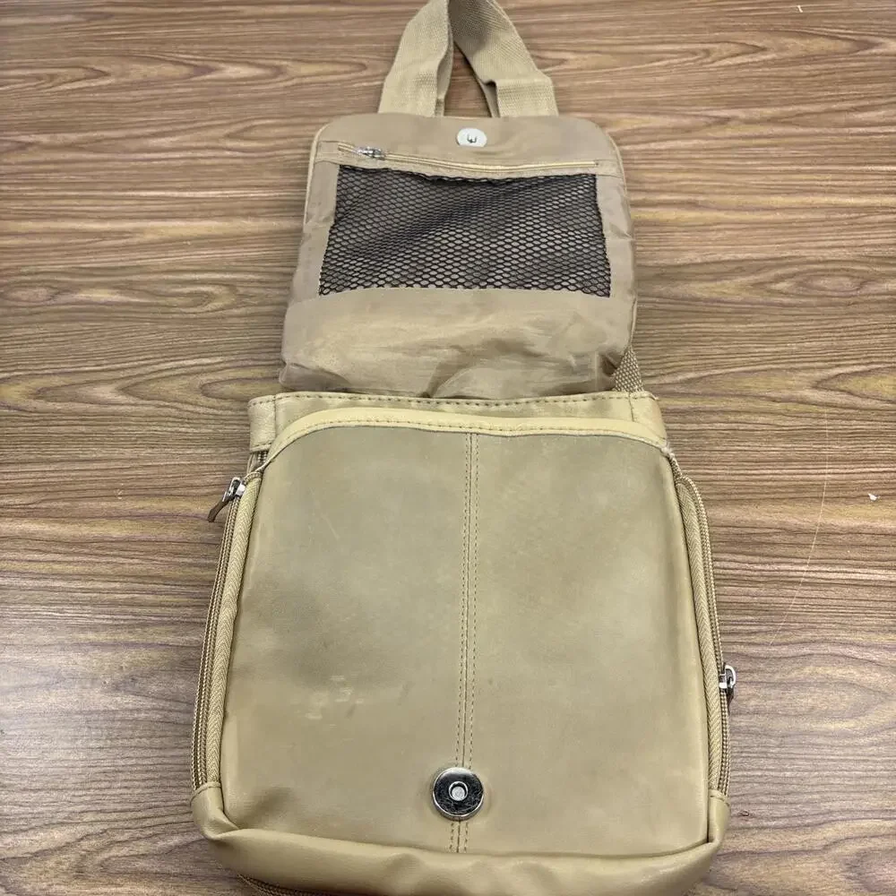 Vintage BUXTON Soft Leather Sling Bag Crossbody Handbag Organizer Tan - Picture 7 of 10